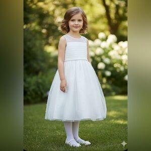 Charming White Sleeveless Kids Dress